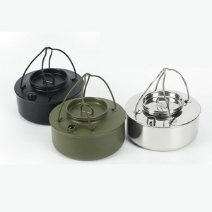 0.9L Mini Ultralight Portable Outdoor Pot Stainless Steel Picnic Cooking Camping Water Kettle With Handle