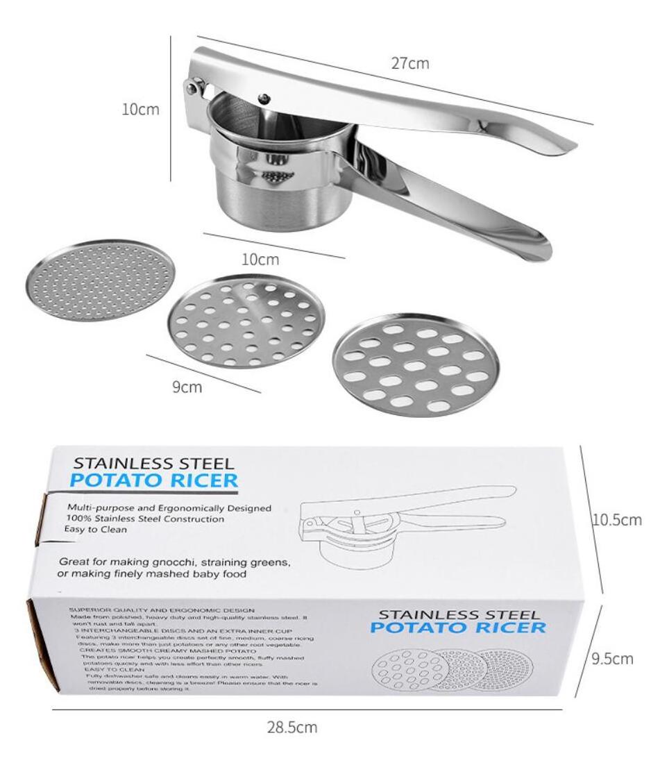 Manual Potato Masher and Ricer With Interchangeable Discs Multifunctional Vegetable Fruit Squeezer Press Machine