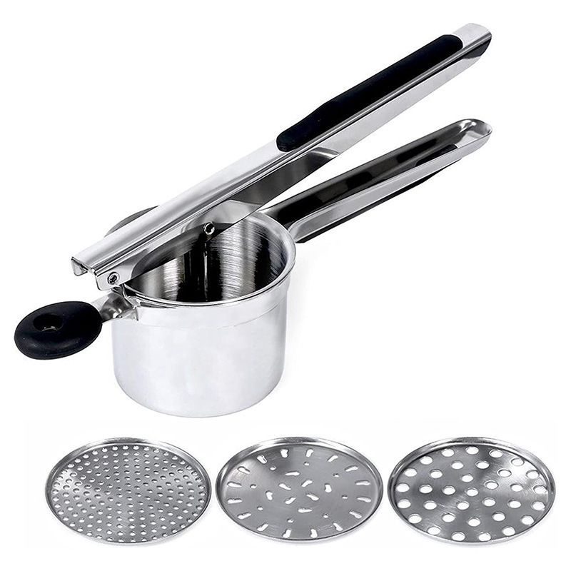 Popular Stainless Steel Manual Fruit Vegetable Potato Ricer Masher With 3 Interchangeable Discs