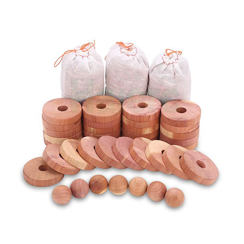 Fresh Scent Moth Prevention Aromatic Round Cedar Wood 100% Natural Rings Red Cedar Wood Ball Rings For Closet Storage