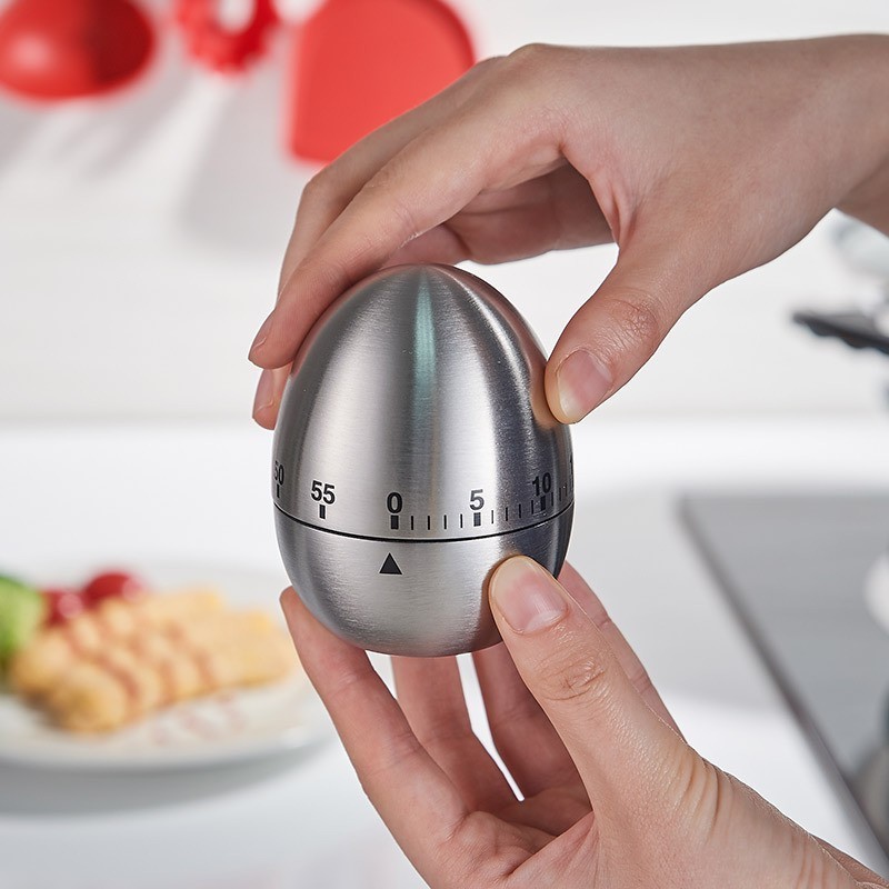 Cute Design Stainless Steel Kitchen Mechanical Rotating Alarm 60 Minute Count Down Egg Apple Shaped Timer