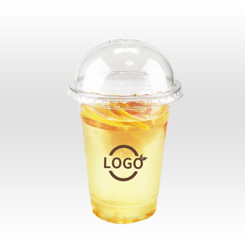 Custom Logo Accept Disposal Transparent 12 16 20 24 32 oz Clear  PET Plastic Coffee Cup