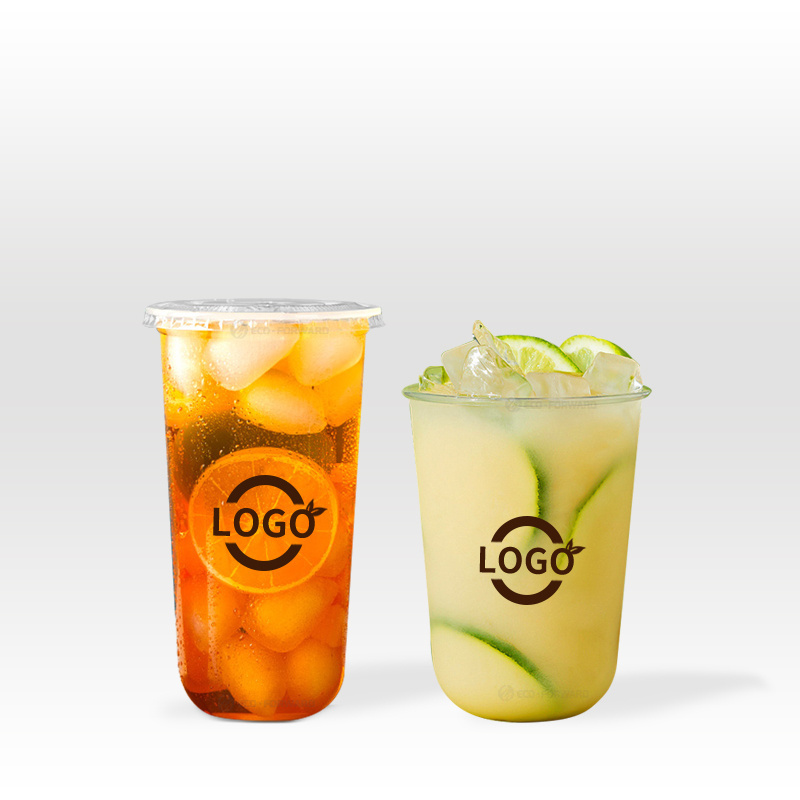 Disposable Plastic PP Bubble Tea Cup 12oz 16oz 22oz Boba Tea Coffee Juice PP Cup Clear or Printed with Lids