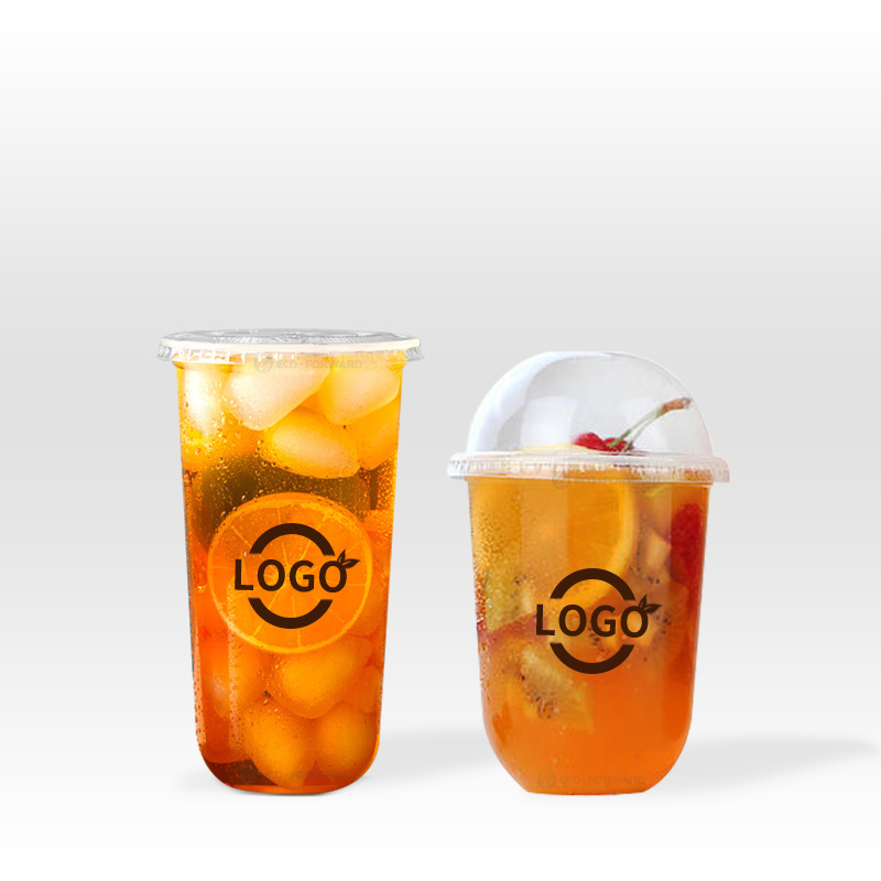 Disposable Plastic PP Bubble Tea Cup 12oz 16oz 22oz Boba Tea Coffee Juice PP Cup Clear or Printed with Lids