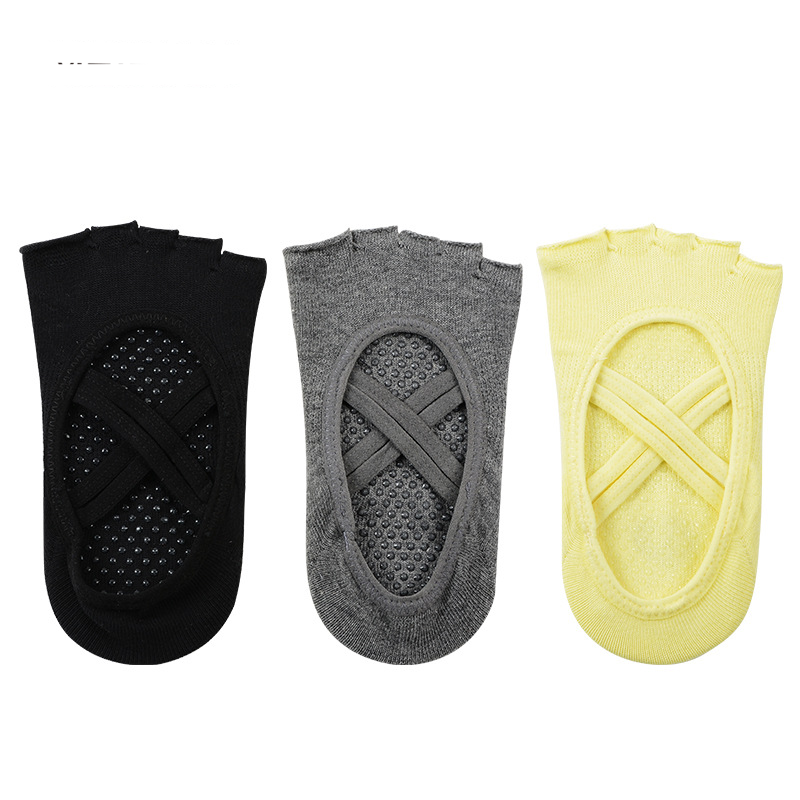 100% cotton breathable  yoga socks slip-on for men women socks open toe 5 toe grip pilates soft ankle knitted Yoga Socks