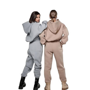 Wholesale Custom Logo High Quality Heavy Sweatpants Hoody Two Piece Sweatsuit Sweat Pants Suit Women'S Tracksuit Sets For Women