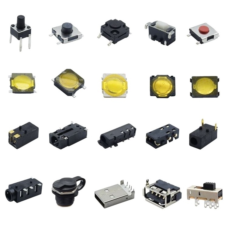 FOXECO Tact Connector Factory Right Angle High Quality Single Push Button Switch ON OFF Position with PCB