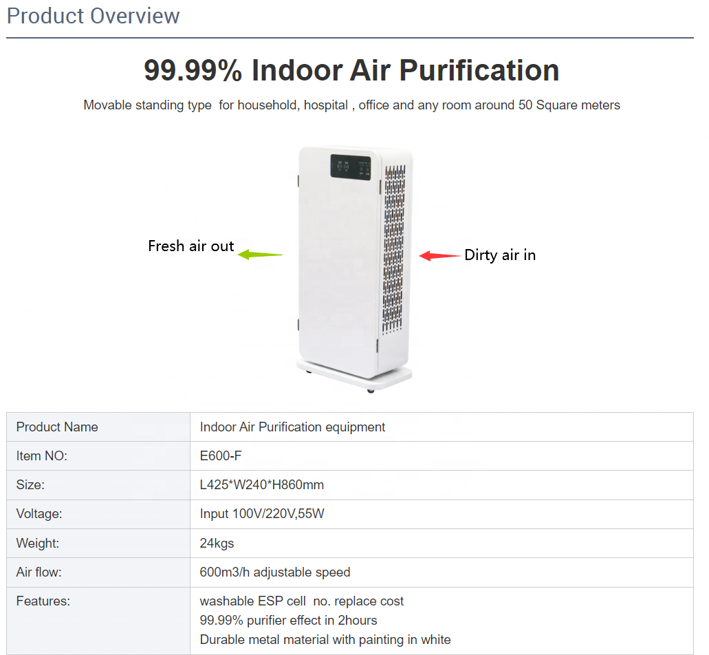 commercial household electrostatic oxygene air purifier home pm 2.5 manufacturer smart air purifier for home