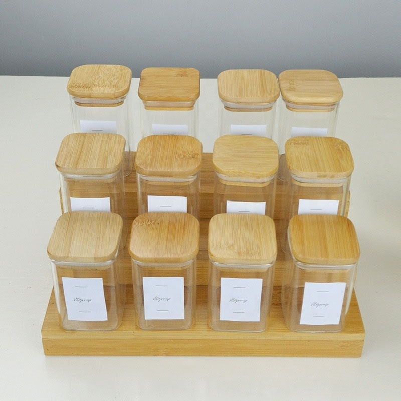 4 Tier 16 Jar Bamboo Cabinet Spice Rack Organizer For Kitchen Countertop