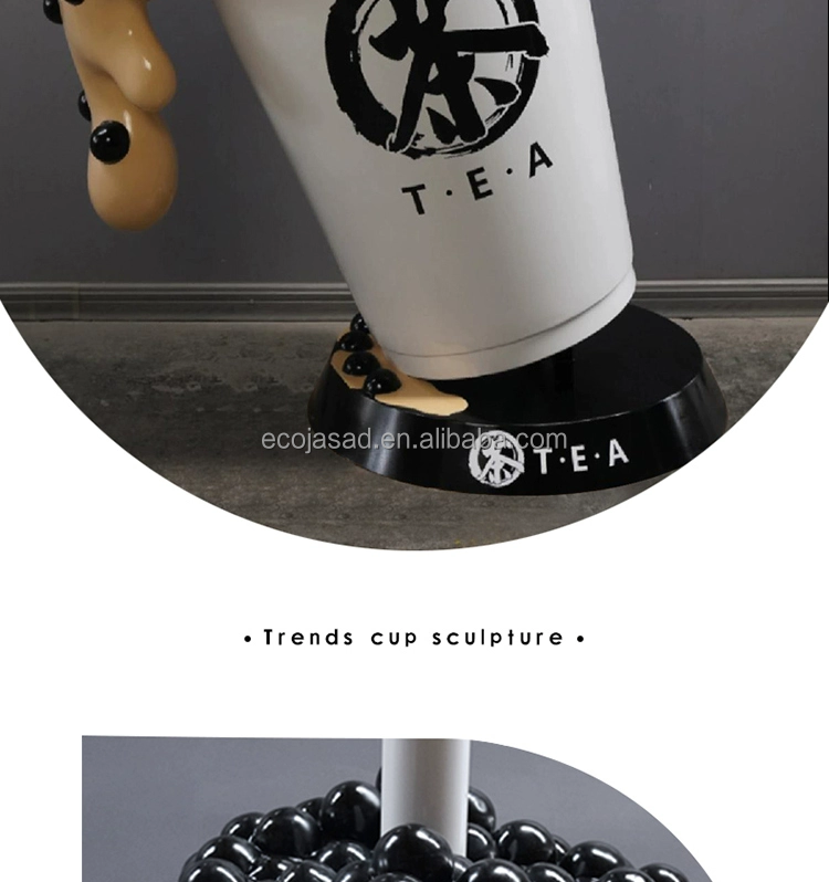 Fiberglass Giant Cup Statue Resin Boba Tea Cup Sculpture For Shop Window Display