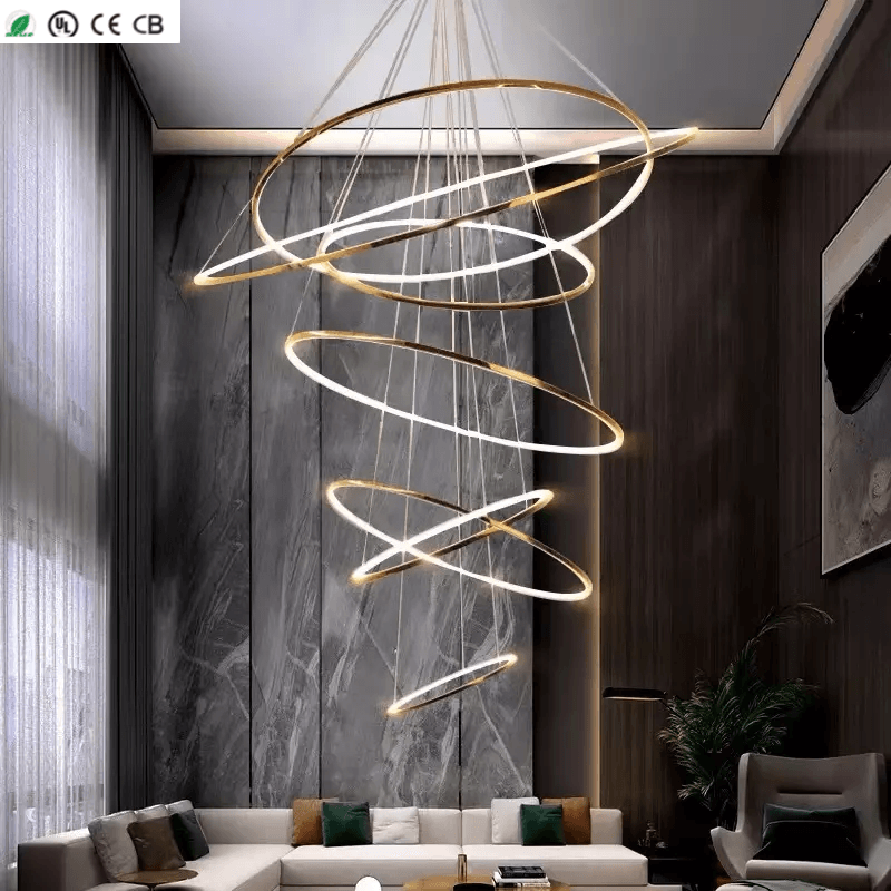 ECOJAS Customizable Modern Hotel LED Ring pendant light lustre crystal chandelier lights lamps home decor modern lights