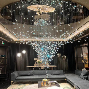 ECOJAS Customizable butterfly drop lights Pendant Lighting Hotel Lobby Decorative Luxury Crystal Ceiling Chandeliers