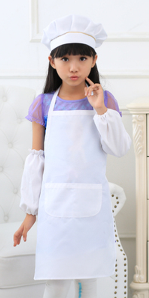 Polyester Child Aprons With 2 Pockets Kitchen Bib Aprons For Kitchen Cooking Baking Kids Apron And Chef Hat Set