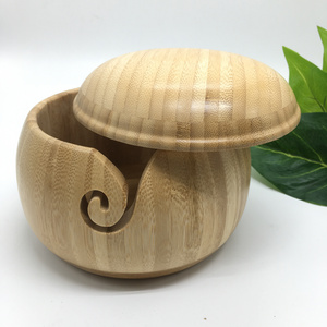 2023 New Arrival Wooden Handmade Knitting Tools Bowl Bamboo Yarn Storage Bowl