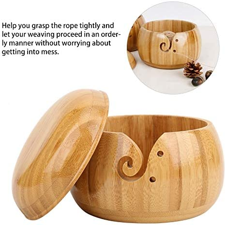 High Quality Handcrafted Wooden Round Sewing Crochet Knitting Yarn Balls Storage Bamboo Yarn Bowl