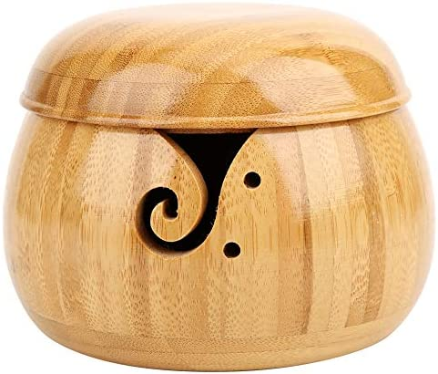 High Quality Handcrafted Wooden Round Sewing Crochet Knitting Yarn Balls Storage Bamboo Yarn Bowl