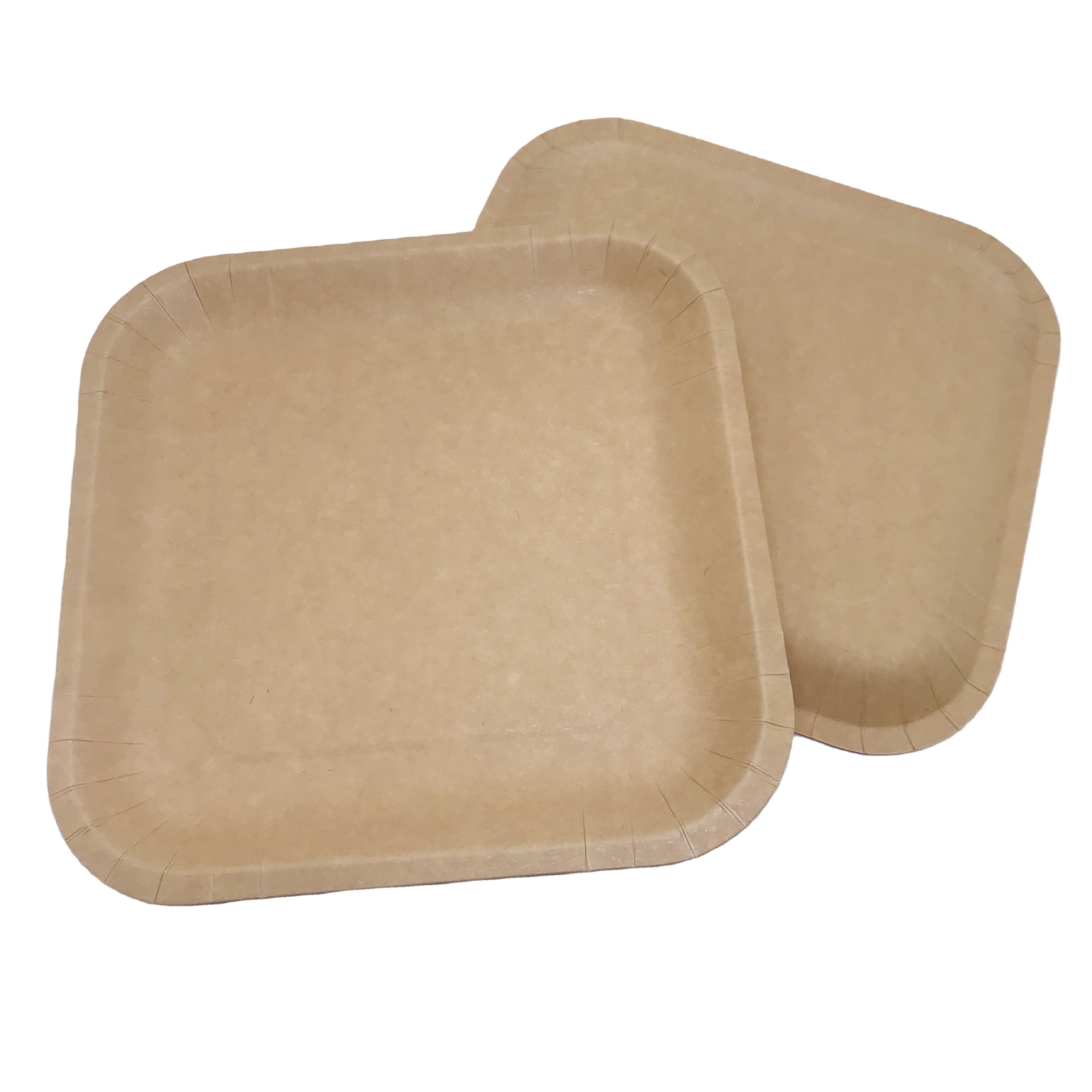 Disposable Paper Plate Strong Dish Round Square Kraft Paper Plates for Party Supply