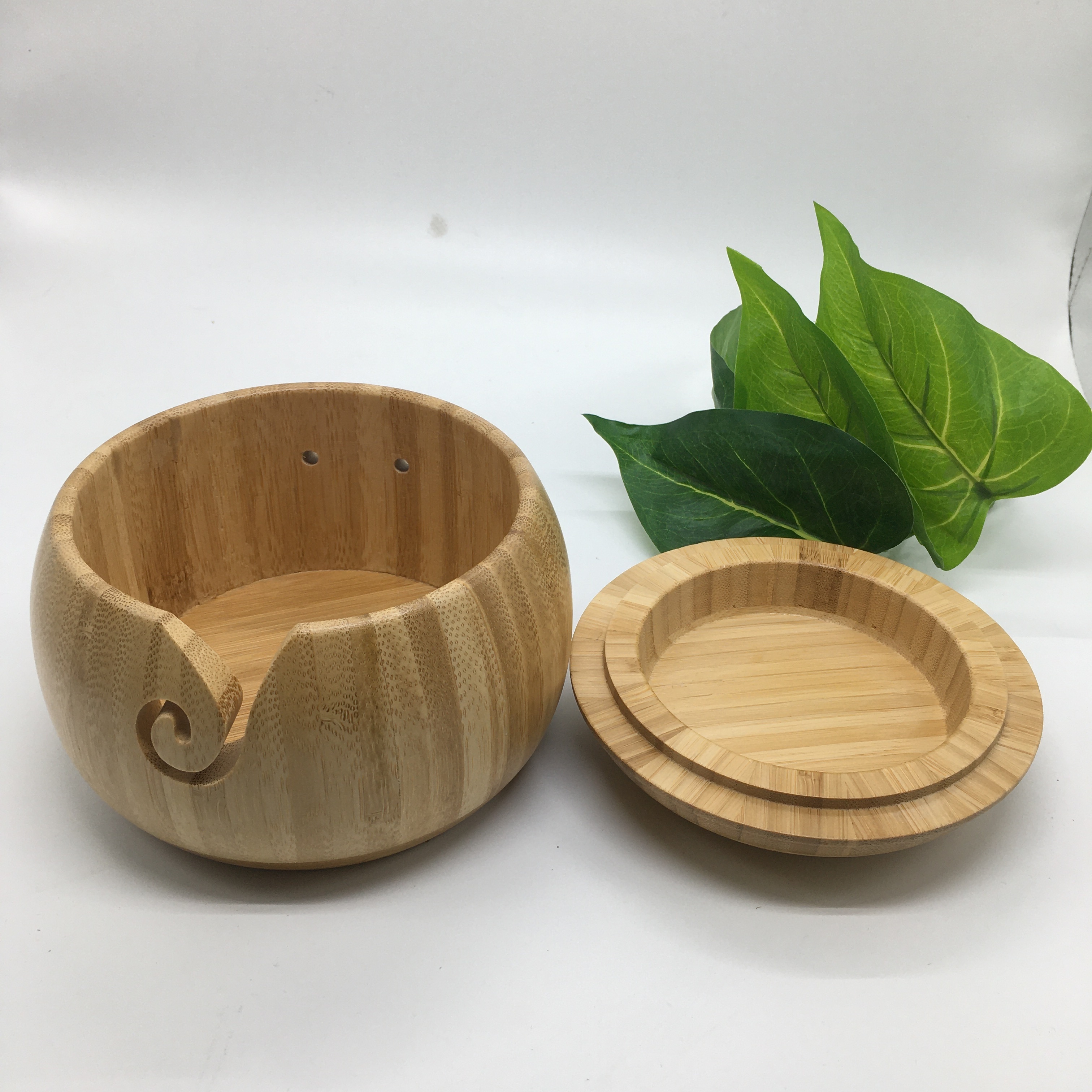 2023 New Arrival Wooden Handmade Knitting Tools Bowl Bamboo Yarn Storage Bowl