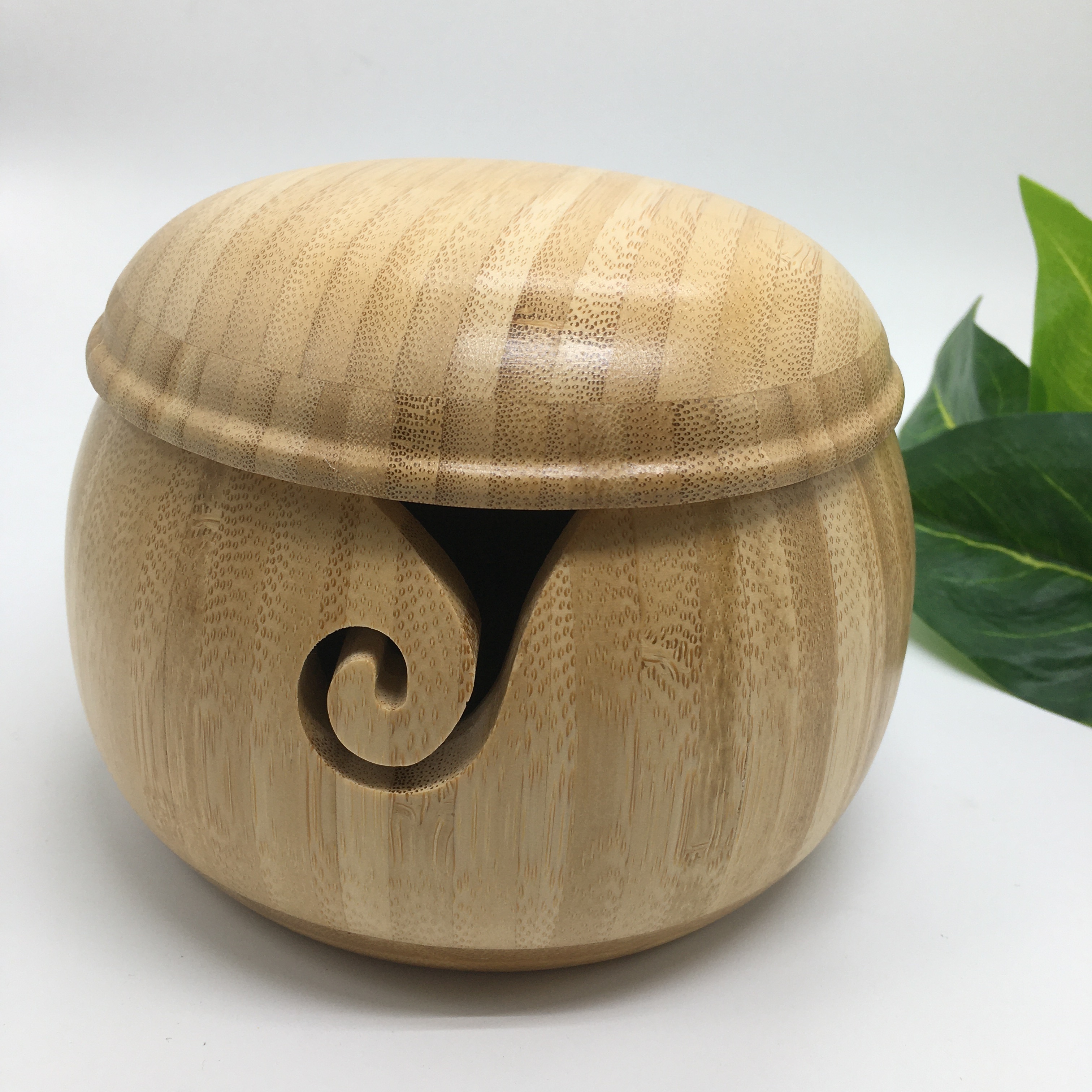 2023 New Arrival Wooden Handmade Knitting Tools Bowl Bamboo Yarn Storage Bowl