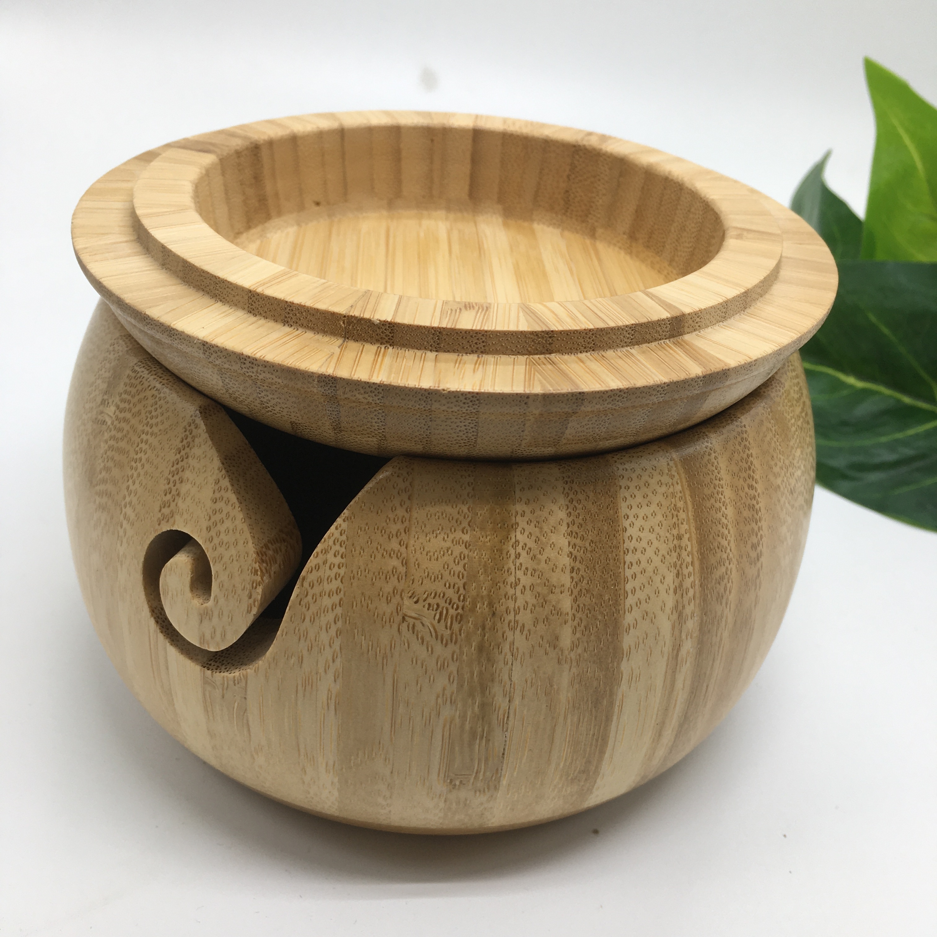 2023 New Arrival Wooden Handmade Knitting Tools Bowl Bamboo Yarn Storage Bowl