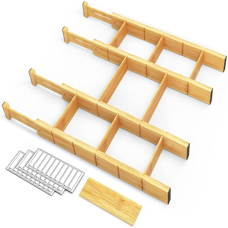 Bamboo Drawer Dividers Adjustable Expandable Kitchen Utensil Drawer Organizer