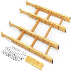 Bamboo Drawer Dividers Adjustable Expandable Kitchen Utensil Drawer Organizer