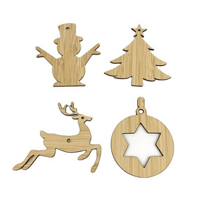 Laser Cut Holiday Ornament Bamboo Christmas Hang Tags for Decoration