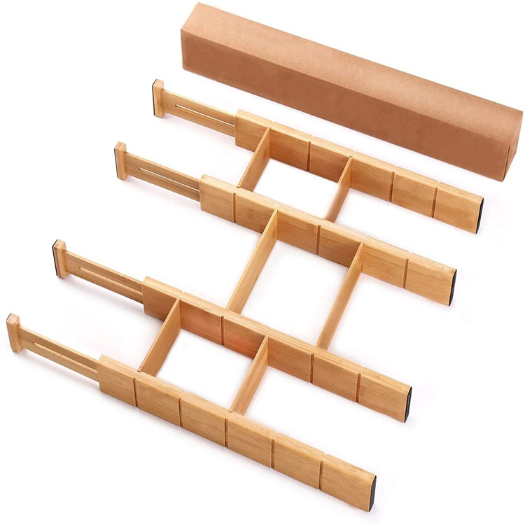 Bamboo Drawer Dividers Adjustable Expandable Kitchen Utensil Drawer Organizer