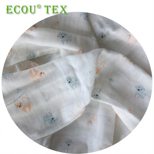 Bamboo cotton  muslin print fabric for baby products swaddle OEKO-TEX100