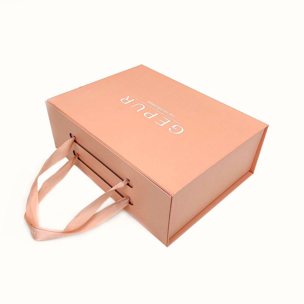 Customized Folding Paper Box Luxury Magnetic Gift Boxes with Ribbon Handle for Small Business