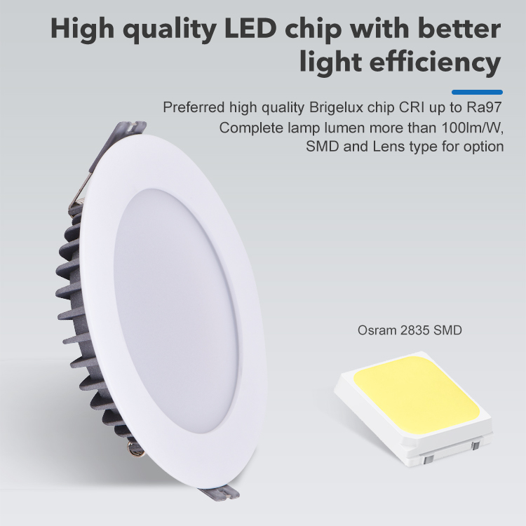 Ultra Thin High Quality LED Chip Great Light Efficiency Indoor Lighting Down Light SMD Recessed LED Downlights