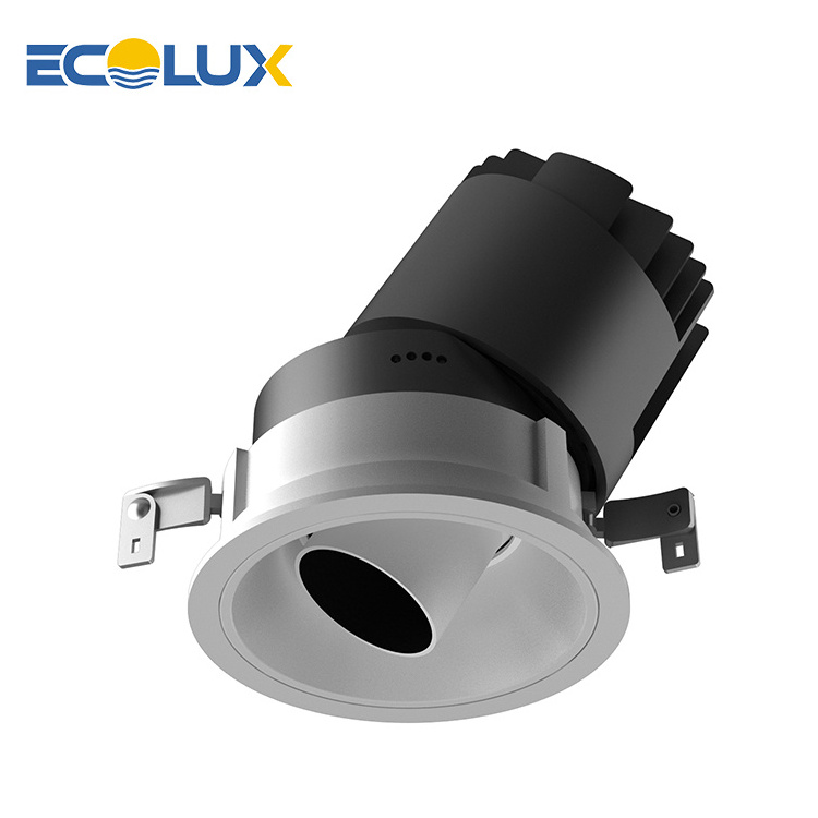 Ecolux 5W 10W 18W Dimmable COB LED Down Light Recessed Ceiling Hotel Anti Glare Fixture Narrow Beam Downlight