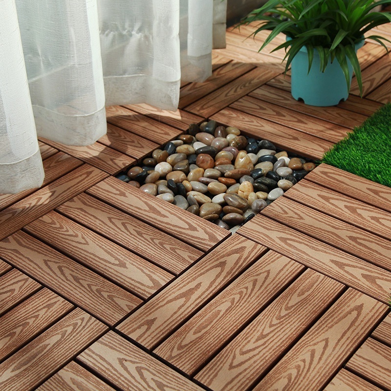 New Planks for 2023 Balcony Terrace Patio Decking wpc interlocking decking tiles brown wood composite decking plastic flooring