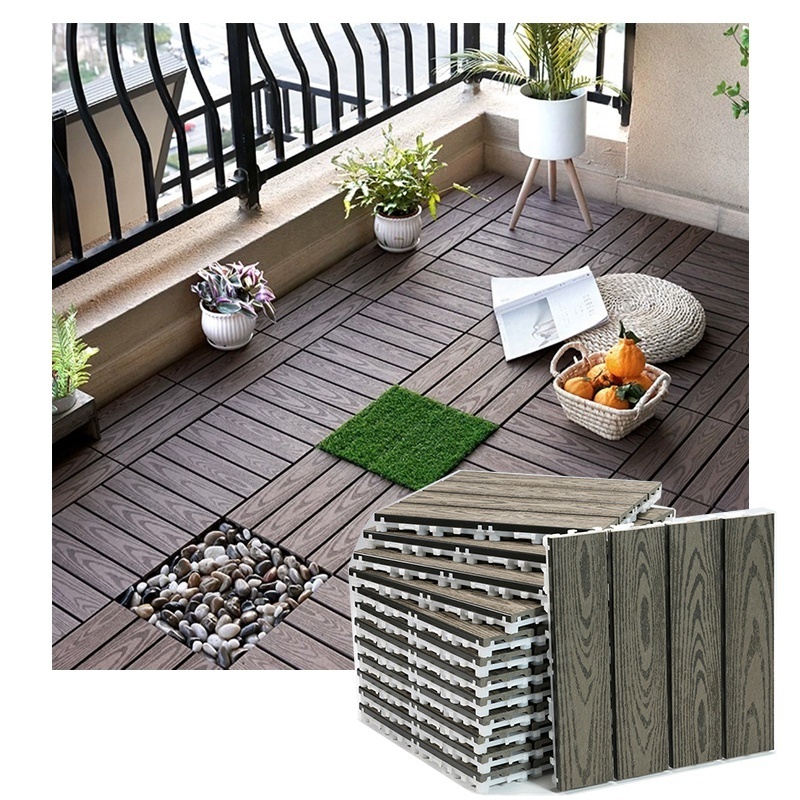 New Planks for 2023 Balcony Terrace Patio Decking wpc interlocking decking tiles brown wood composite decking plastic flooring