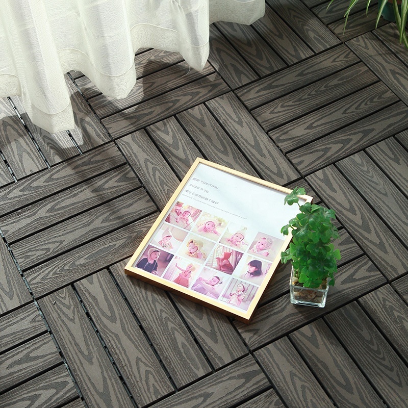 New Planks for 2023 Balcony Terrace Patio Decking wpc interlocking decking tiles brown wood composite decking plastic flooring