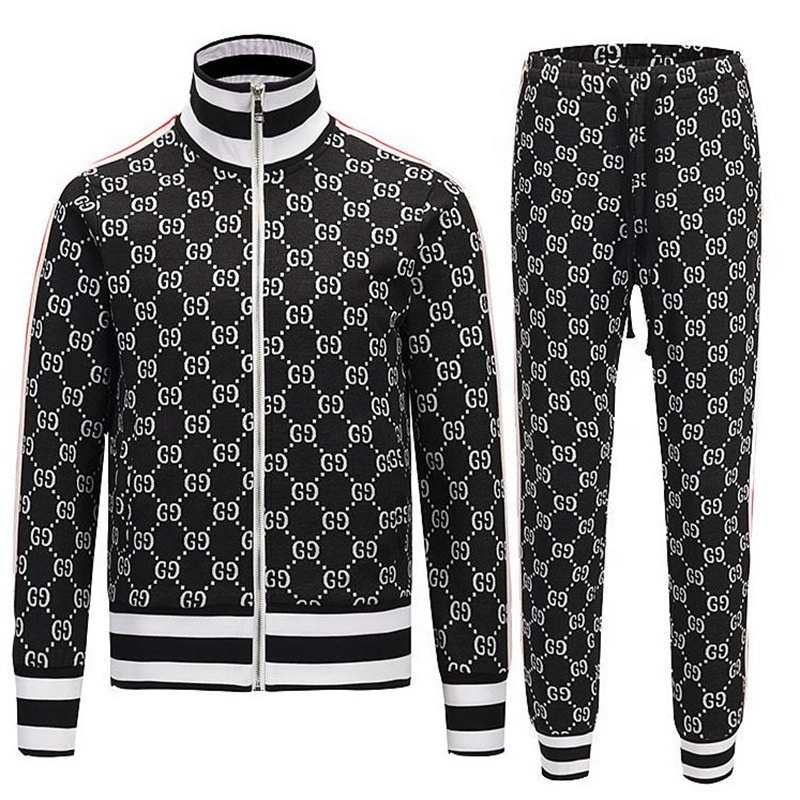 OEM Custom Latest Design Men's Two Piece Set Urban Front Zipper Track Suit's With Ribbed Hem & Cuff Zip Up Printed Suit Set's