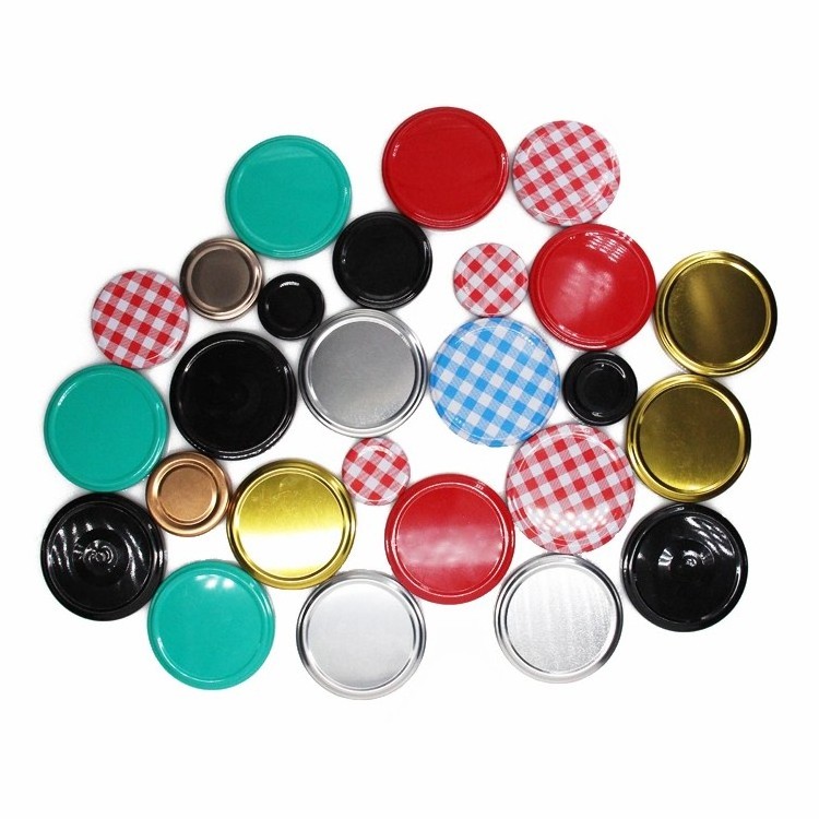 Colorful 30mm 48mm 53mm Glass Tomato Sauces Fruit Jams Juices Bottle Metal Tinplate Cover Lug Caps Hot Filling Pasteurization