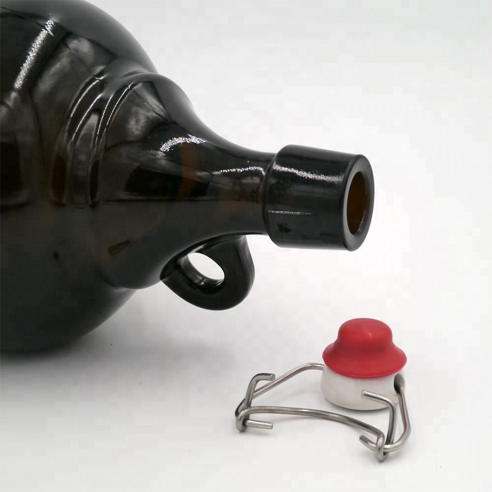 Wholesale ceramic swing top amber glass 32 oz 64 oz glass beer growler