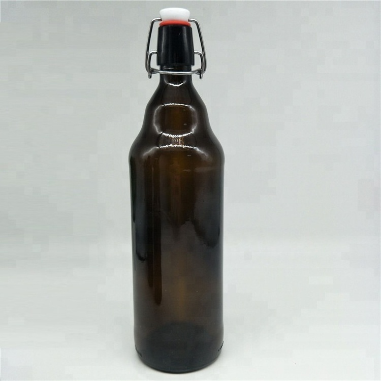 Factory Wholesale Amber Glass Bottle 250ml 330ml 500ml 750ml 1L Empty Beer Glass Swing Top Brown Flip Top Beer Bottles