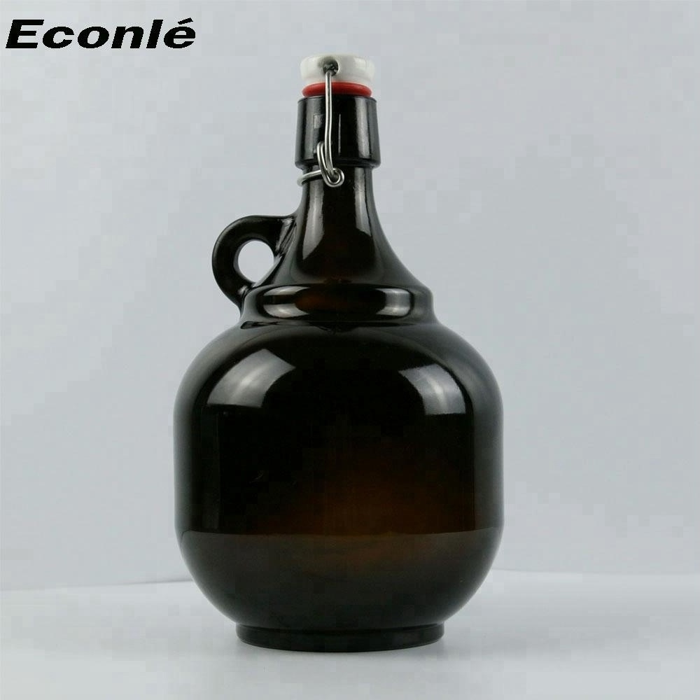 Wholesale ceramic swing top amber glass 32 oz 64 oz glass beer growler