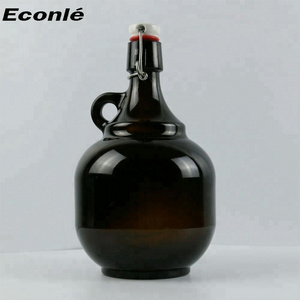 Wholesale ceramic swing top amber glass 32 oz 64 oz glass beer growler