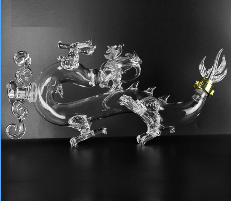 Wholesale empty dragon animal shape 750ml botella de licor exotic liquor vodka whisky alcohol glass bottle