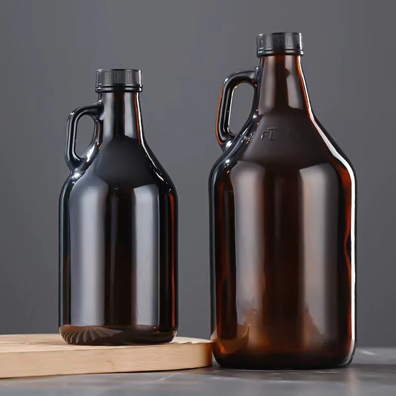 Stocked recyclable 1l 2l 32oz 64oz beer glass growler home brewing half gallon glass jug for juice milk beer kombucha