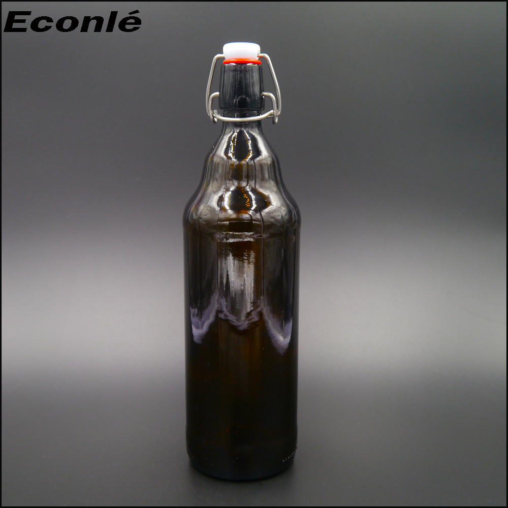 swing top glass bottle 1 liter/32oz amber beer growler