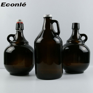 High-quality big capacity half gallon 1 liter 2 L 32 oz amber California growler cerveza beer jug glass bottle for home brewing