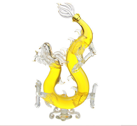 Wholesale empty dragon animal shape 750ml botella de licor exotic liquor vodka whisky alcohol glass bottle