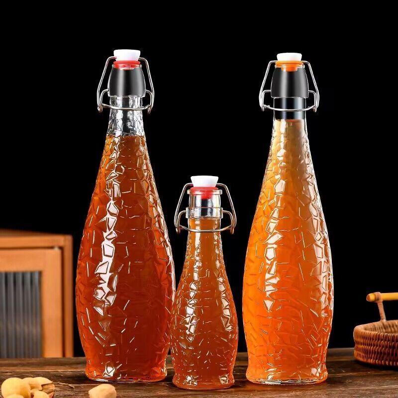 Manufacturer swing top glass bottle 500ml carbonated beverage bottle 16 oz glass bottles for juice in stock bouteilles de jus