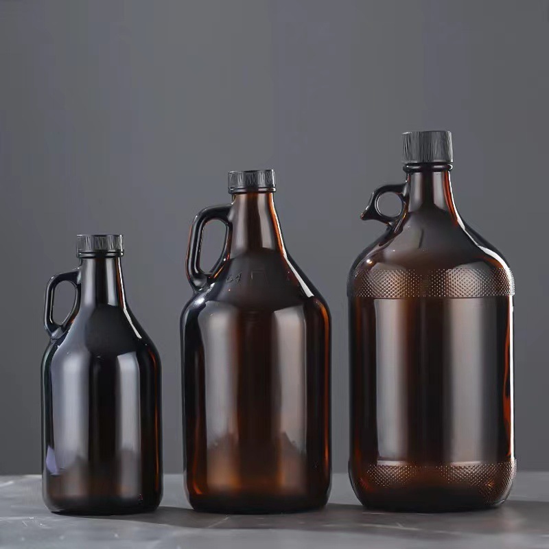 Stocked recyclable 1l 2l 32oz 64oz beer glass growler home brewing half gallon glass jug for juice milk beer kombucha