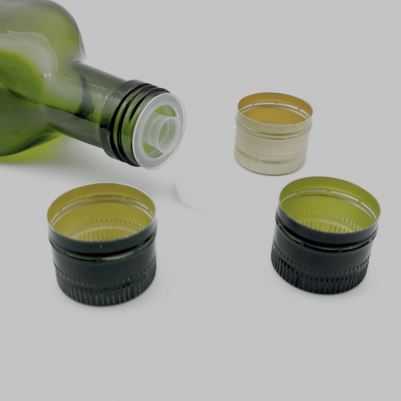 31.5x24mm Verde Tapones Pilfer para Aceite o Vinagre Tapon de rosca Con Inserto Rosca Aluminum Ropp Lid Olive oil cap