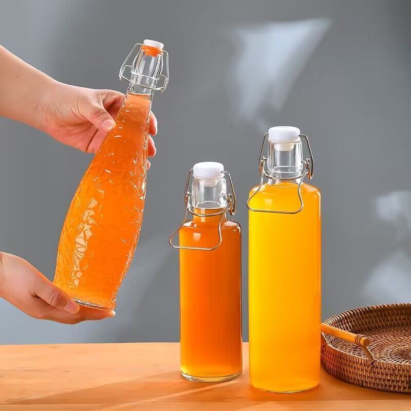 Manufacturer swing top glass bottle 500ml carbonated beverage bottle 16 oz glass bottles for juice in stock bouteilles de jus